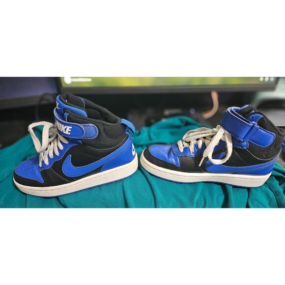 Size 3.5Y (GS) - Nike Court Borough 2 Mid Black Game Royal - Picture 5 of 7
